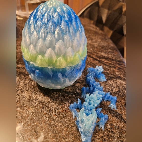 Hand Crafted Other - 3D Printed Dragon Egg with Mini Dragon Figure
